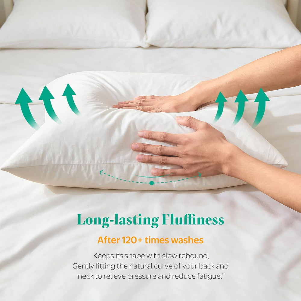 APSMILE Down Feather Throw Pillow Inserts, 18x18 Pillows Set of 2 with Organi...