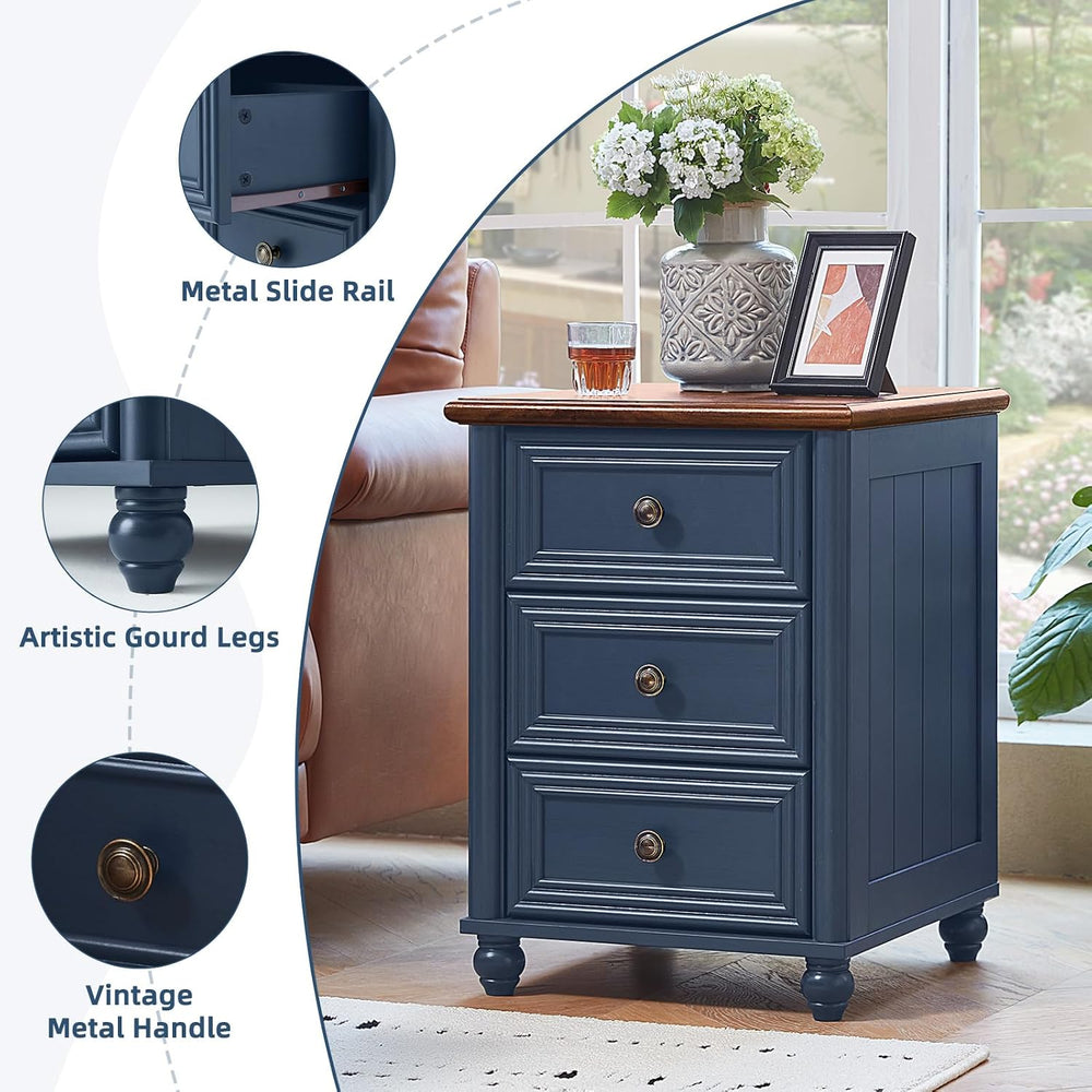 RWYHG Farmhouse Coffee Table & Night Stand Set of 3, Wood 54'' Wi...