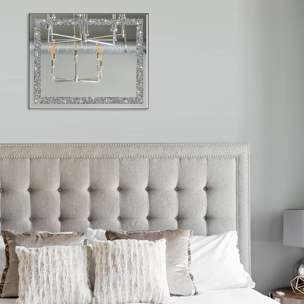Rectangular Crystal Crush Diamond Mirror for Wall Decoration 20x16 Inch