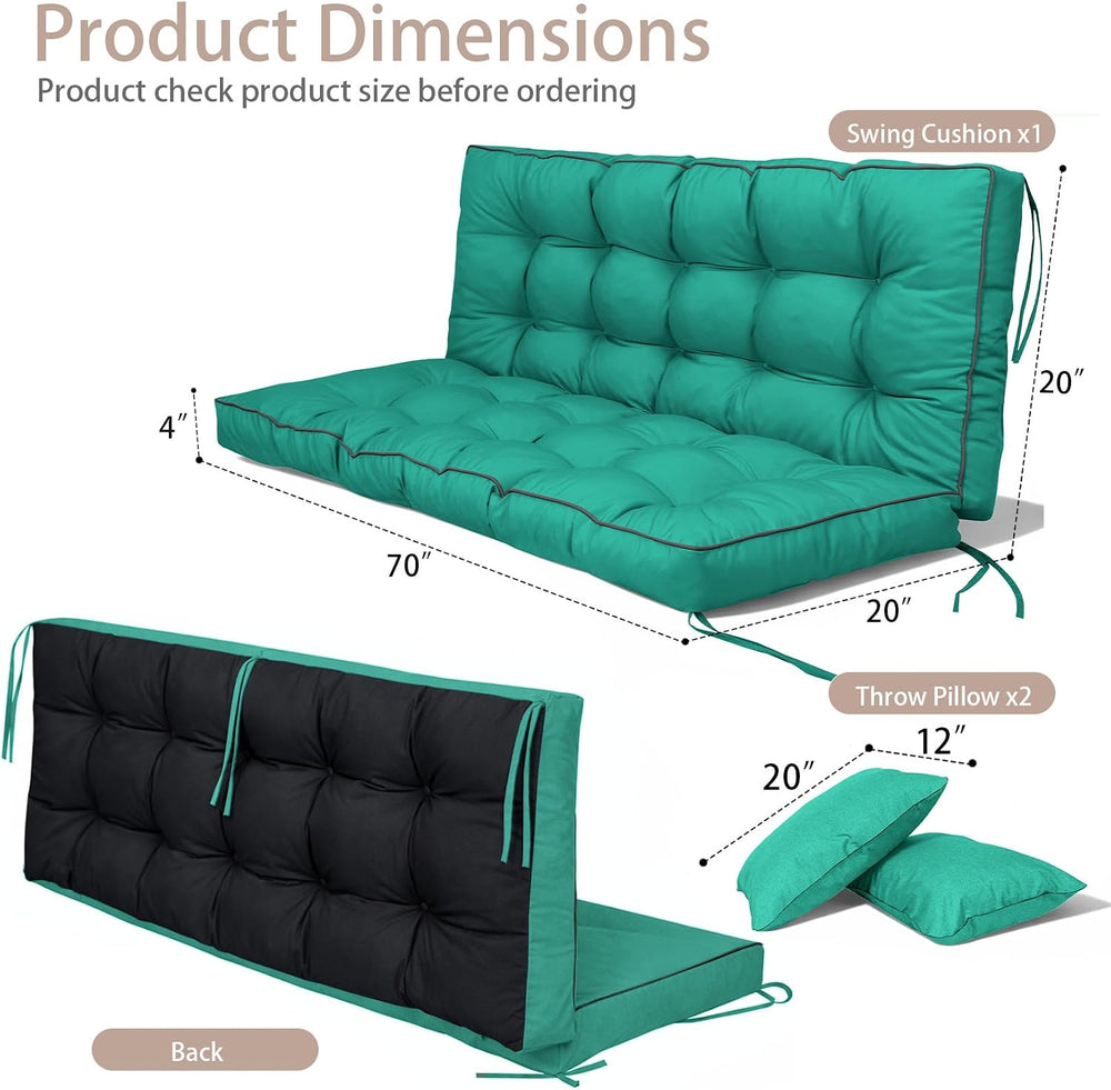 Porch Swing Cushions, Waterproof & Fade Resistant Outdoor Swing Cushion 7...