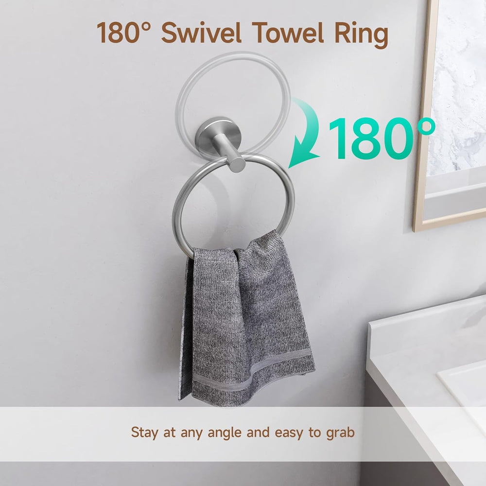 USHOWER 4PCS Brushed Nickel Bathroom Accessories Set, 24-Inch Towel Bar Set