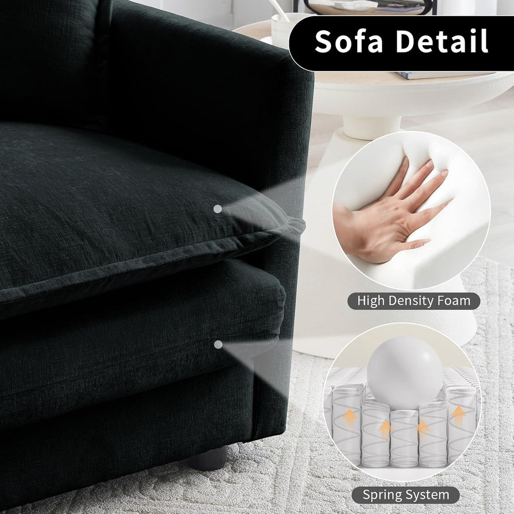 KIVENJAJA 41.4" Oversized Sofa Chair with Ottoman, Single Chaise, Black