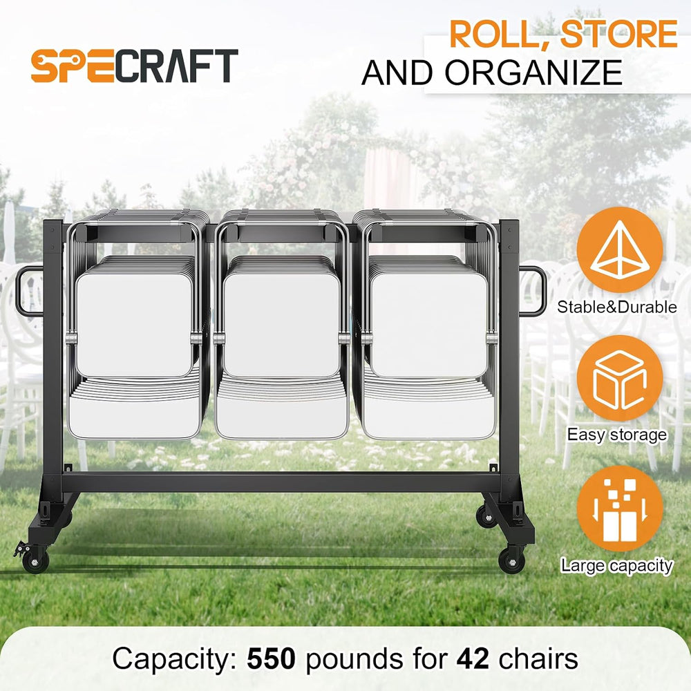 SPECRAFT Folding Chair Rack and Table Cart for 42 Chairs or 12 Tables