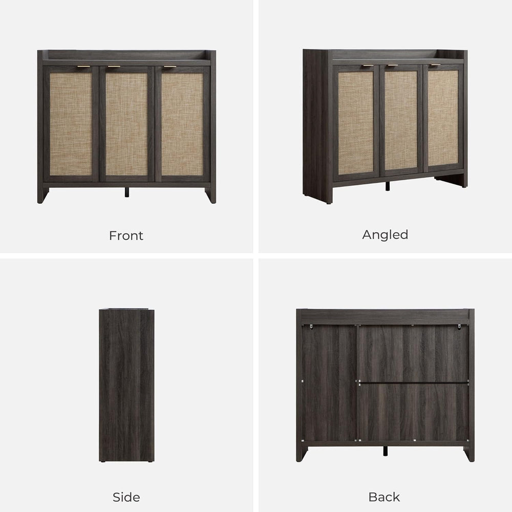 SICOTAS Shoe Storage Cabinet, 30 Pairs Rattan Shoe Cabinet for Entryway