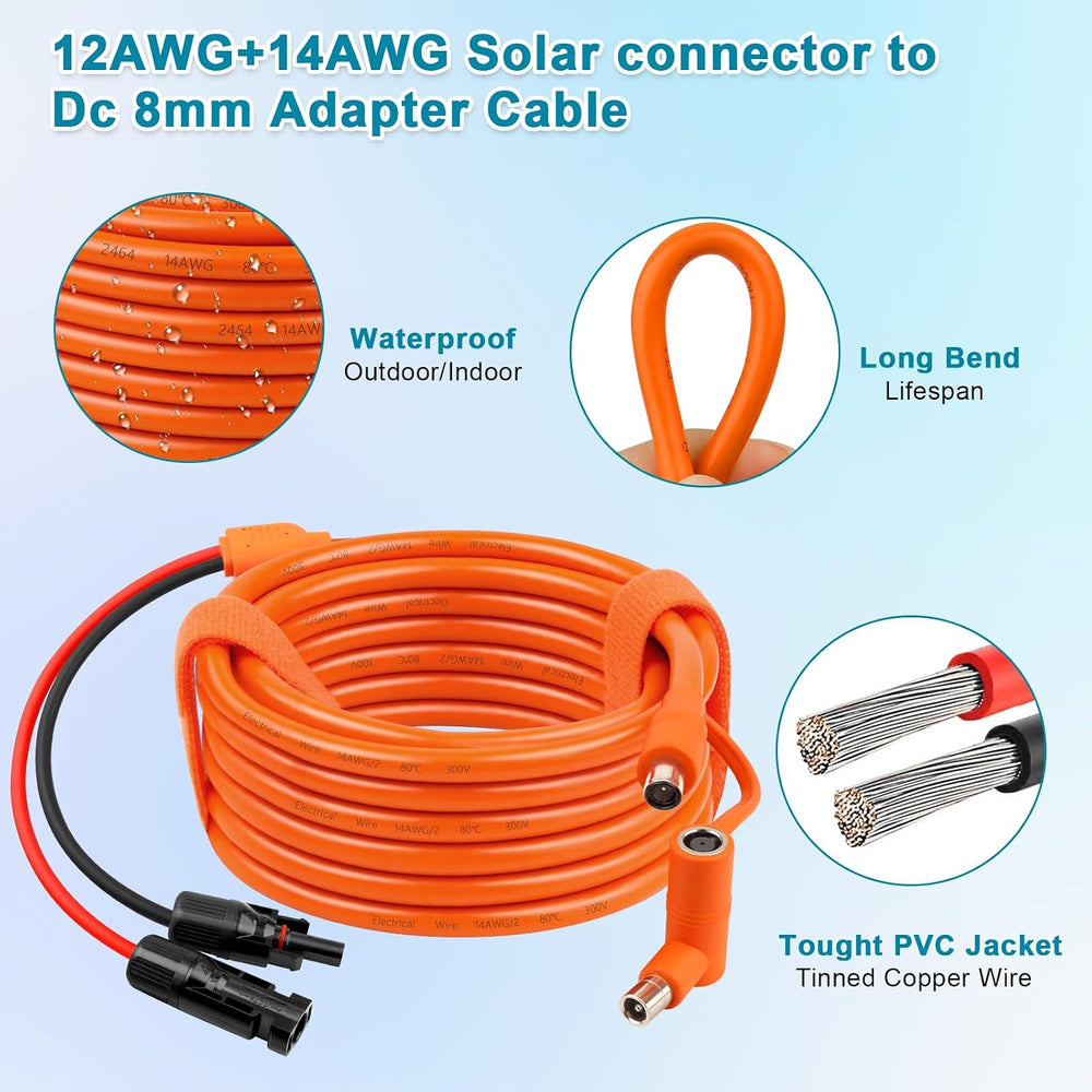 XRDS -RF Solar Panel to DC 8mm Adapter Cable 40FT, Solar Connector to DC7909/...
