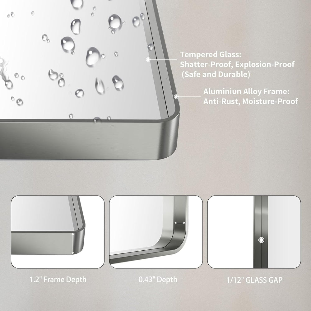 LOAAO 24X36 Inch Brushed Nickel Bathroom Mirror
