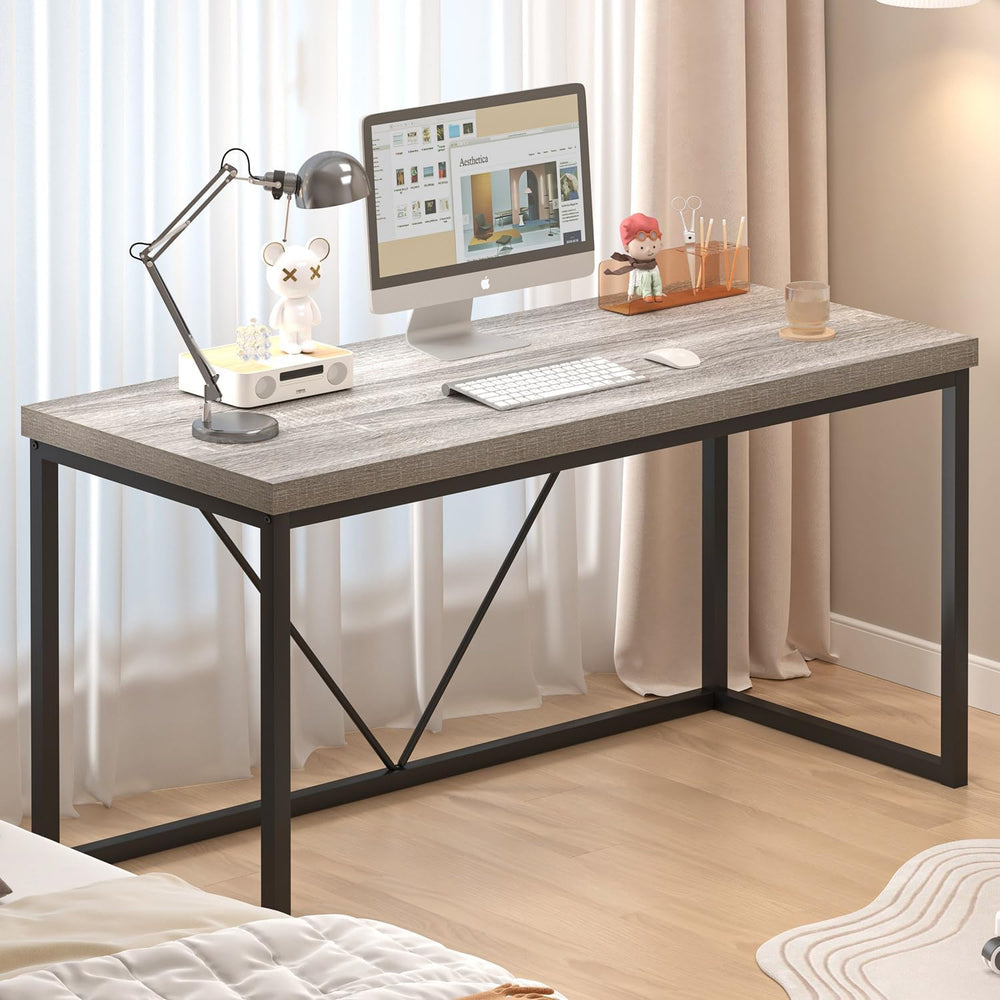 FOLUBAN Modern Home Office Desk, Industrial Vintage Computer Desk, Rustic Woo...