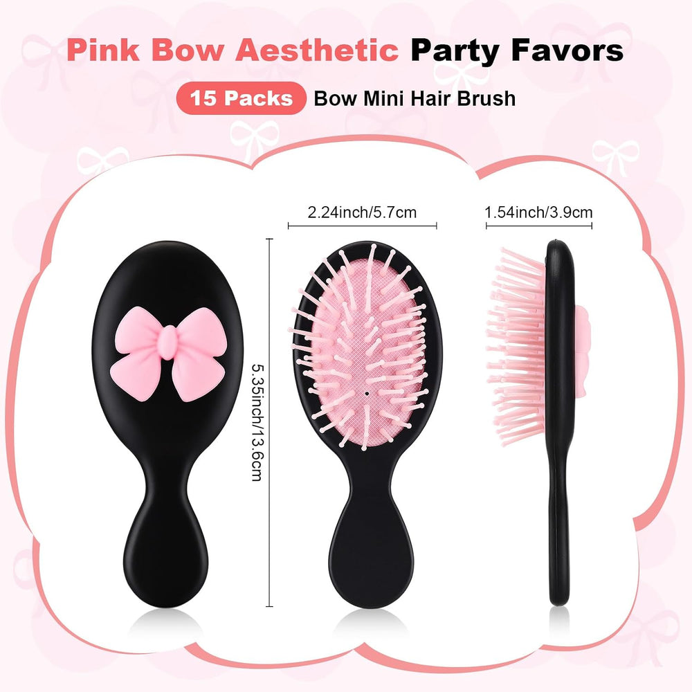Amyhill 30 Pcs Coquette Bow Party Favor Compact Mirror Mini Hair Brush Travel...