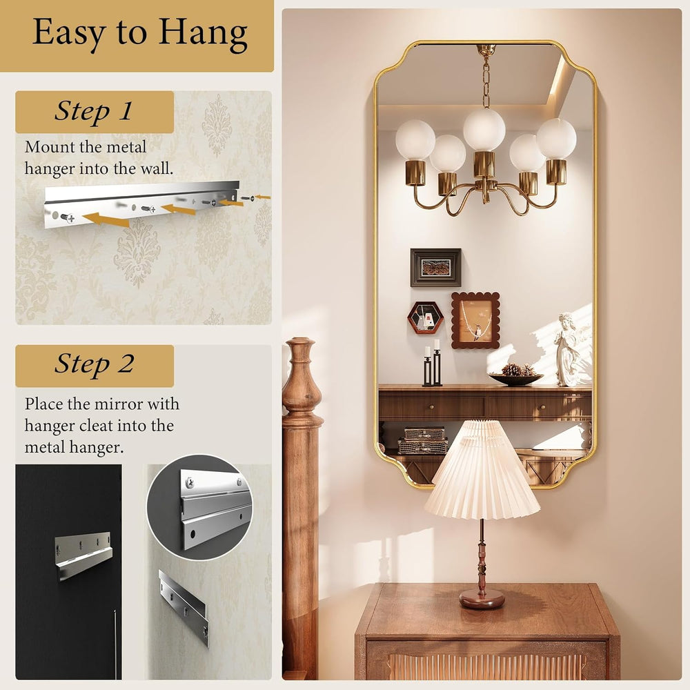 Kelly Miller 24"x48" Gold Foil Scalloped Decorative Wall Mirror