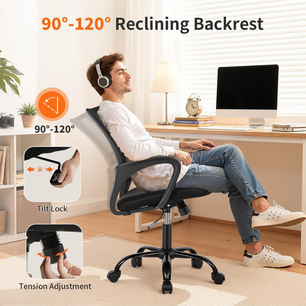 BestOffice | Ergonomic Office Chair | Black | Pack of 1 | Mesh Desk Chair