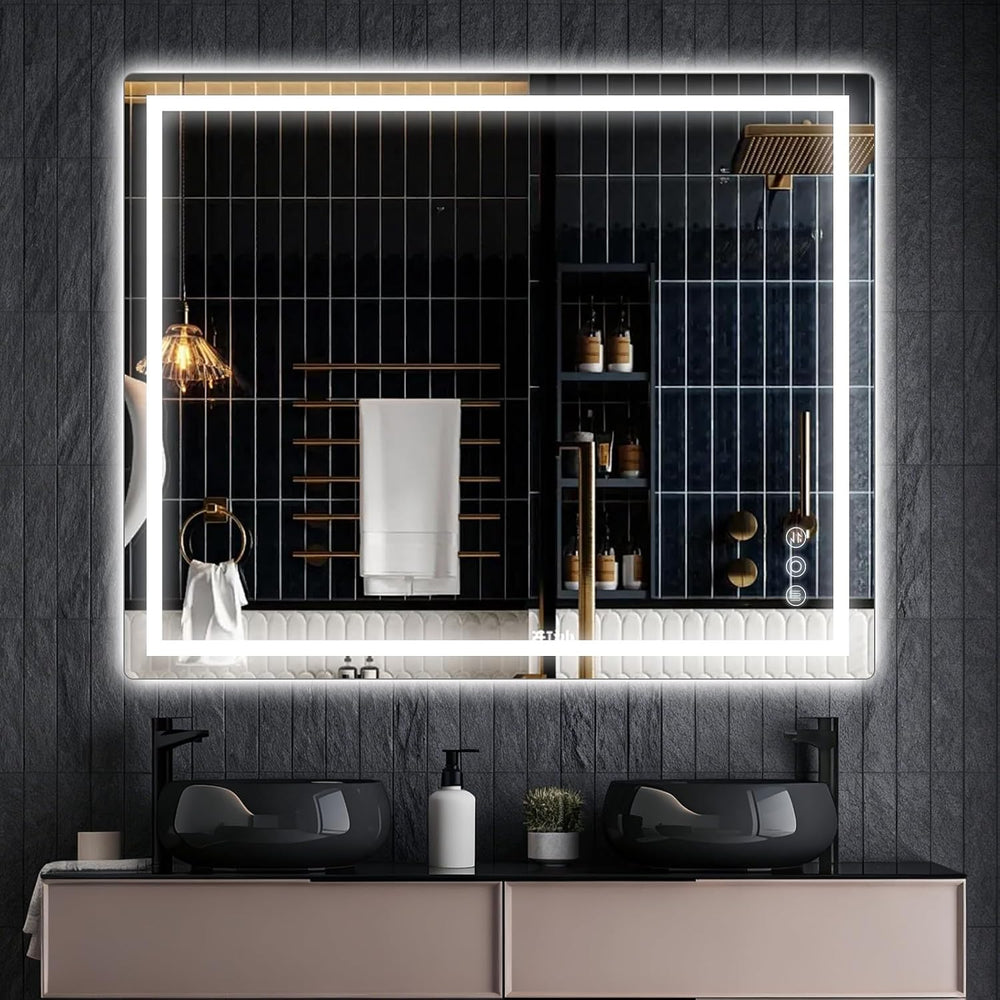 Memobarco 32" x 40" LED Bathroom Mirror with Lights, Memory Vanity ...