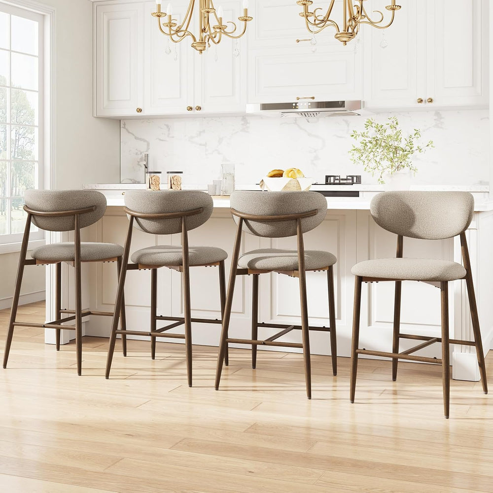 MALOL Counter Height Bar Stools with Backs Set of 4, Camel