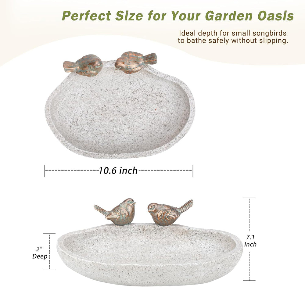 MUMTOP Bird Baths for Outdoor, Resin Garden Ground Birdbath Bowl Yard Decor