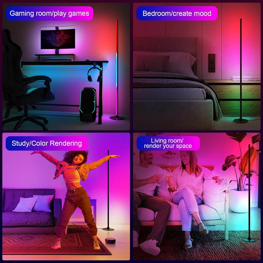 Lanmonlily Corner Floor Lamp, Alexa Compatible, RGBICW, Music Sync