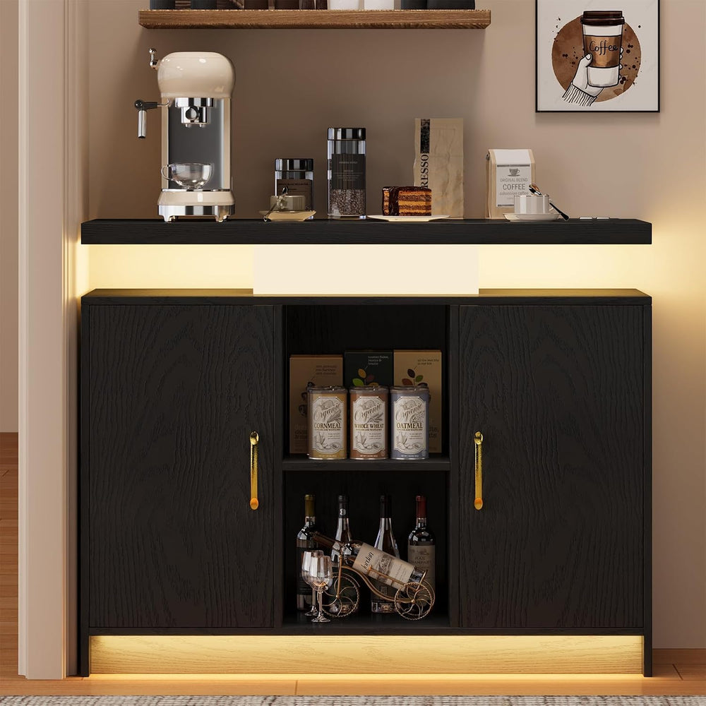 4 EVER WINNER 40-Inch Coffee Bar Cabinet with Storage and Charging Station