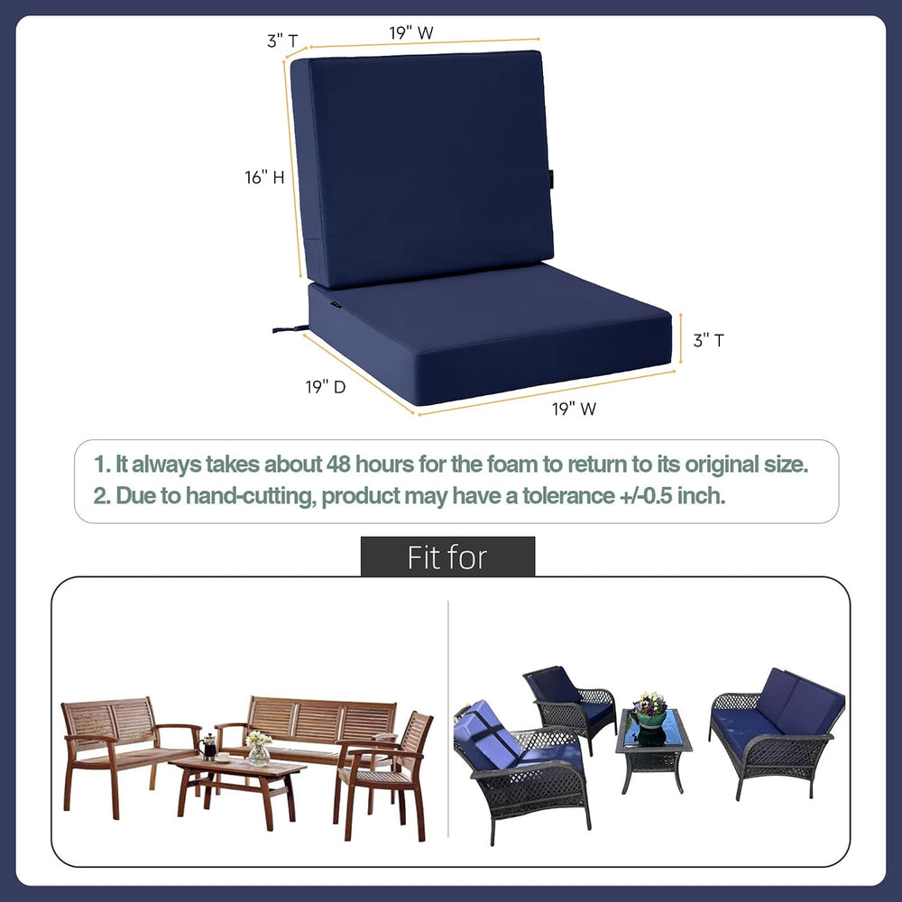 Favoyard Deep Seat Patio Cushion Set 19 x 19 Inch Waterproof Outdoor Chair Cu...