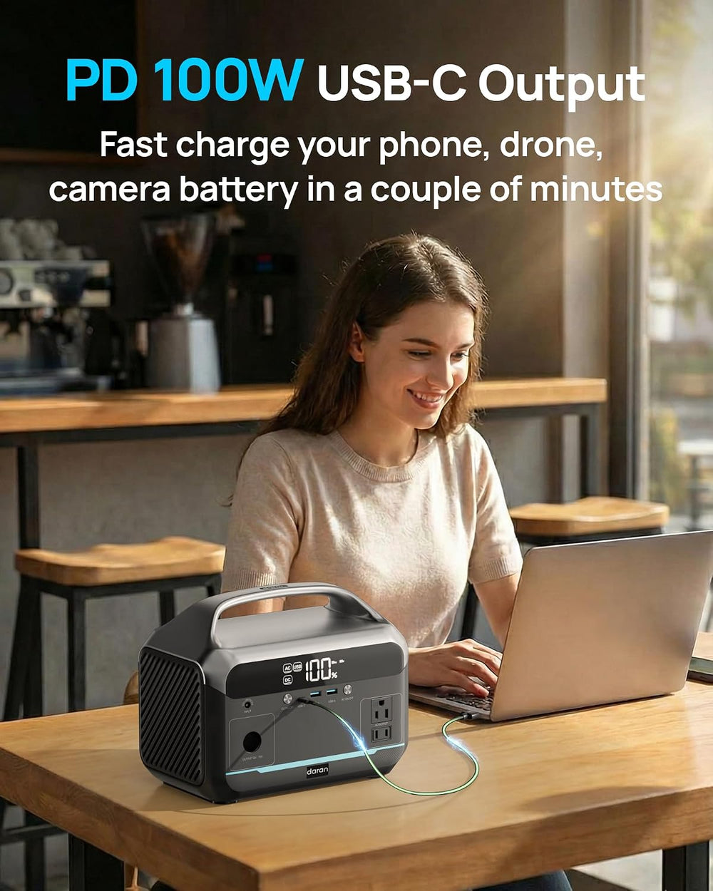 Portable Power Station 600W, 288Wh Solar Generator LiFePO4 Battery Backup, Po...