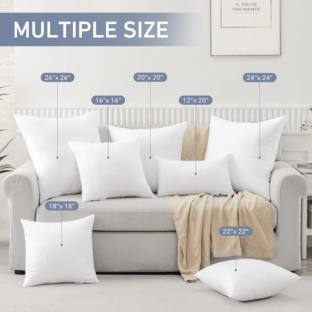 Leeden 12x20 Throw Pillow Inserts Set of 4, Lumbar Pillow Inserts for Couch