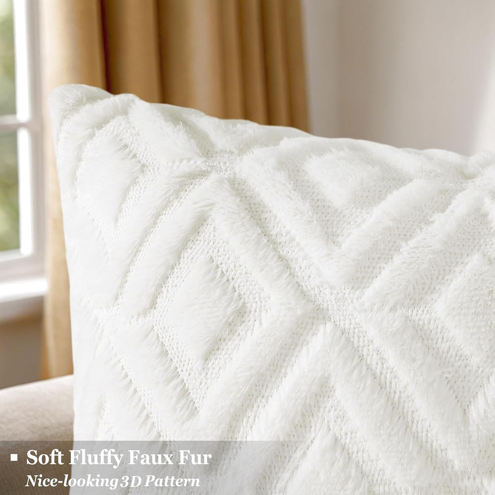 Pallene Christmas Cream White Throw Pillow Covers 26x26 Set of 2, Soft Plush ...