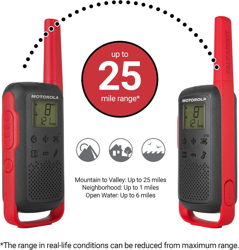 Motorola Solutions T210 Two-Way Radio Black W/Red Two-Pack