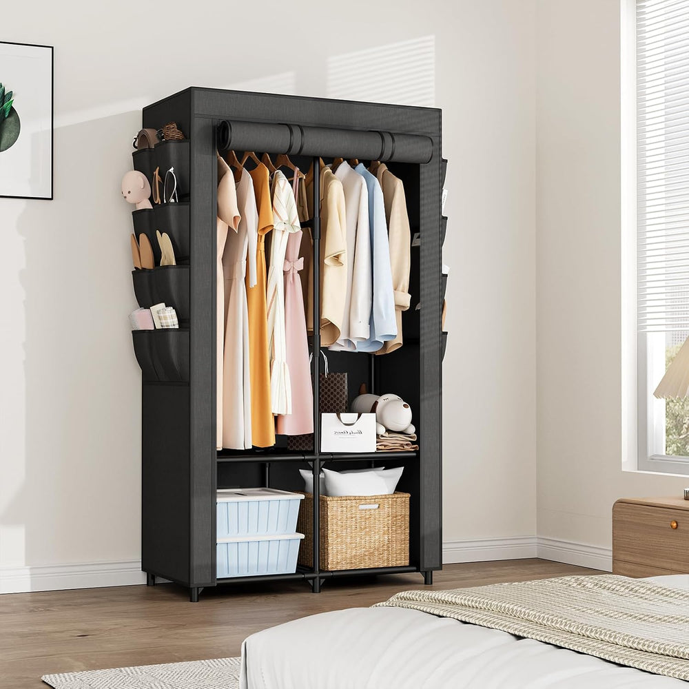 Portable Closet for Hanging Clothes, Portable Wardrobe Closet with Cover, 4 S...