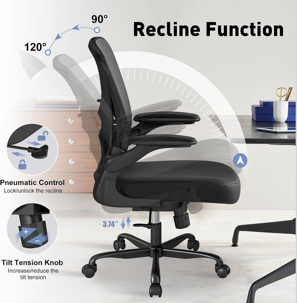 Ergonomic Mesh Office Chair, Adjustable Lumbar Support, Black