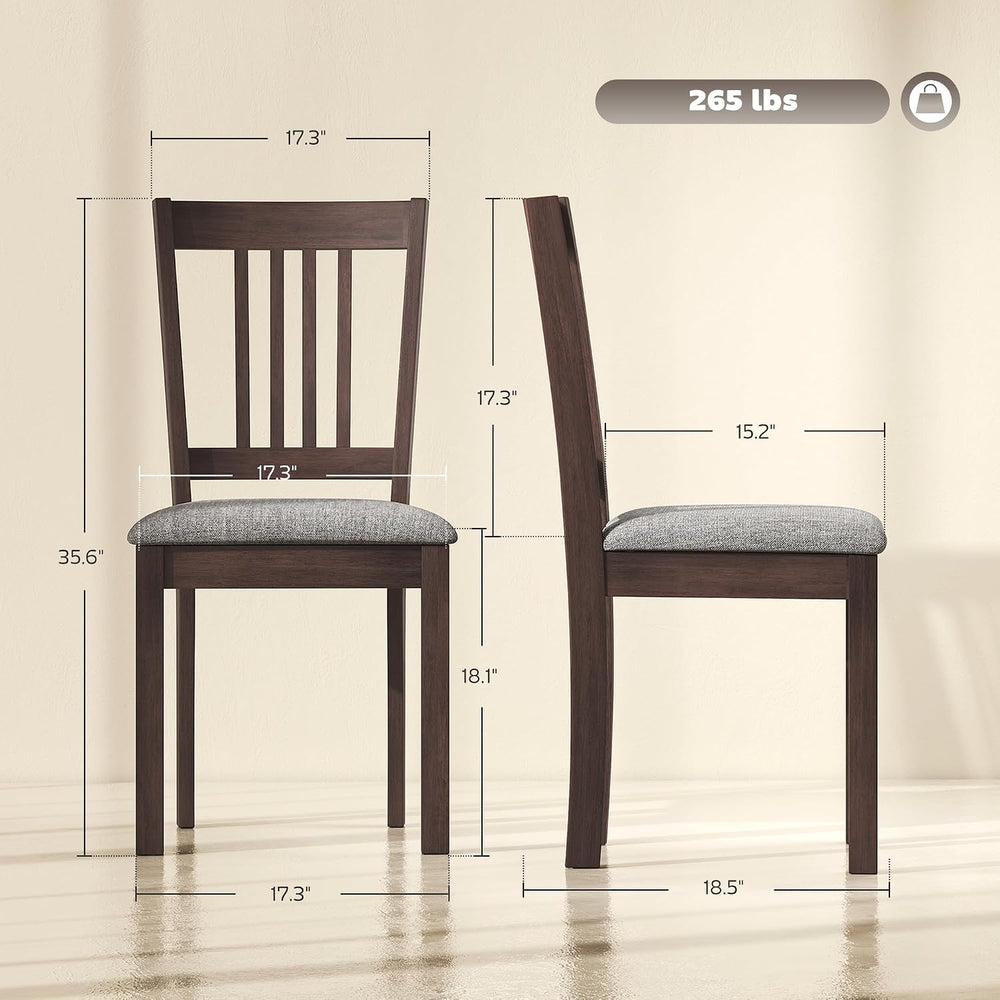 HOMCOM Dining Chairs Set of 2 Upholstered Kitchen Chairs Slat Back Espresso