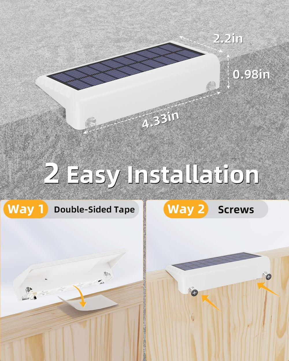 VOLISUN Solar Deck Lights Outdoor 12Pack, Warm White Solar Stair Lights