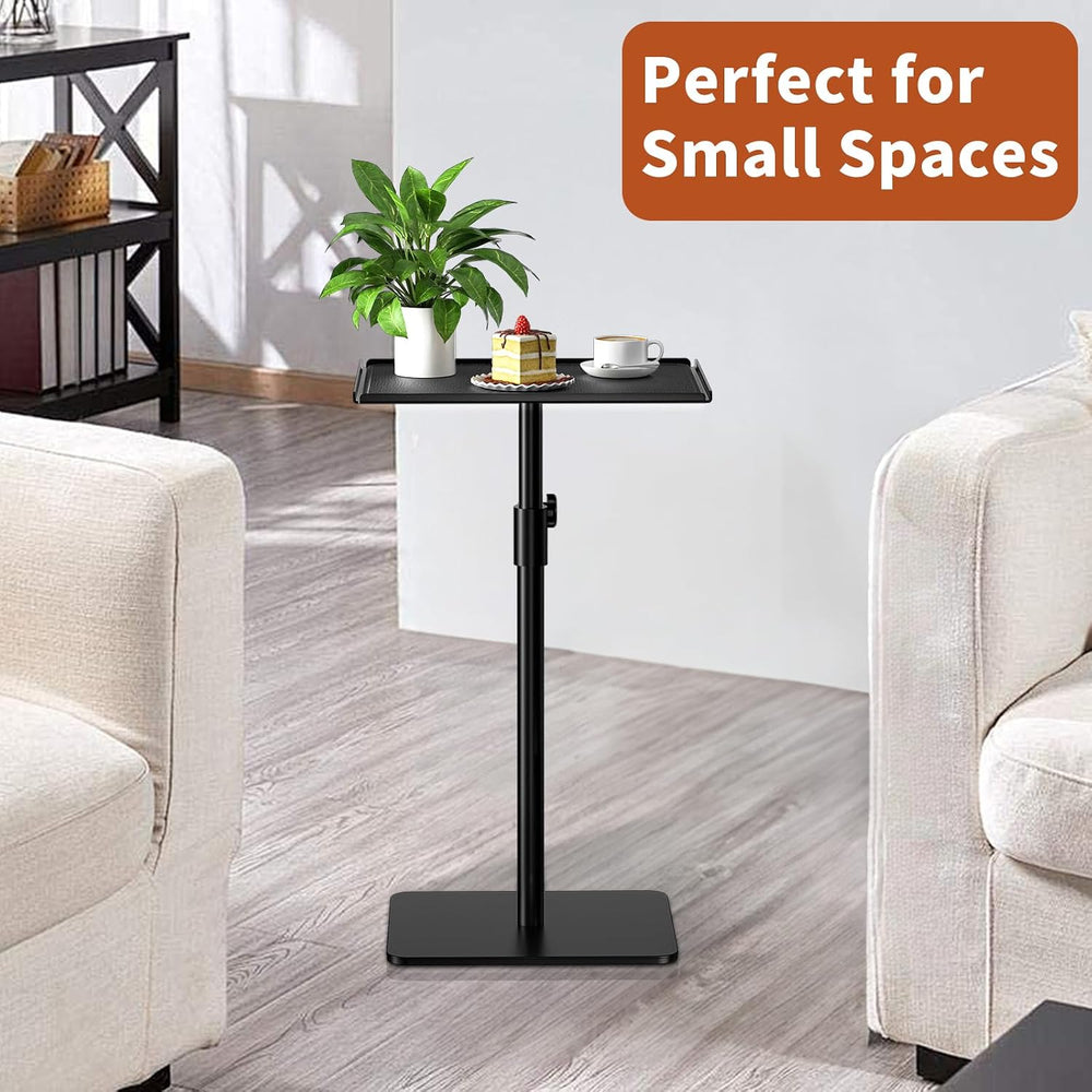 RCHYFEED Height Adjustable Side Table Metal End Table with Tray, 17-29.6 in