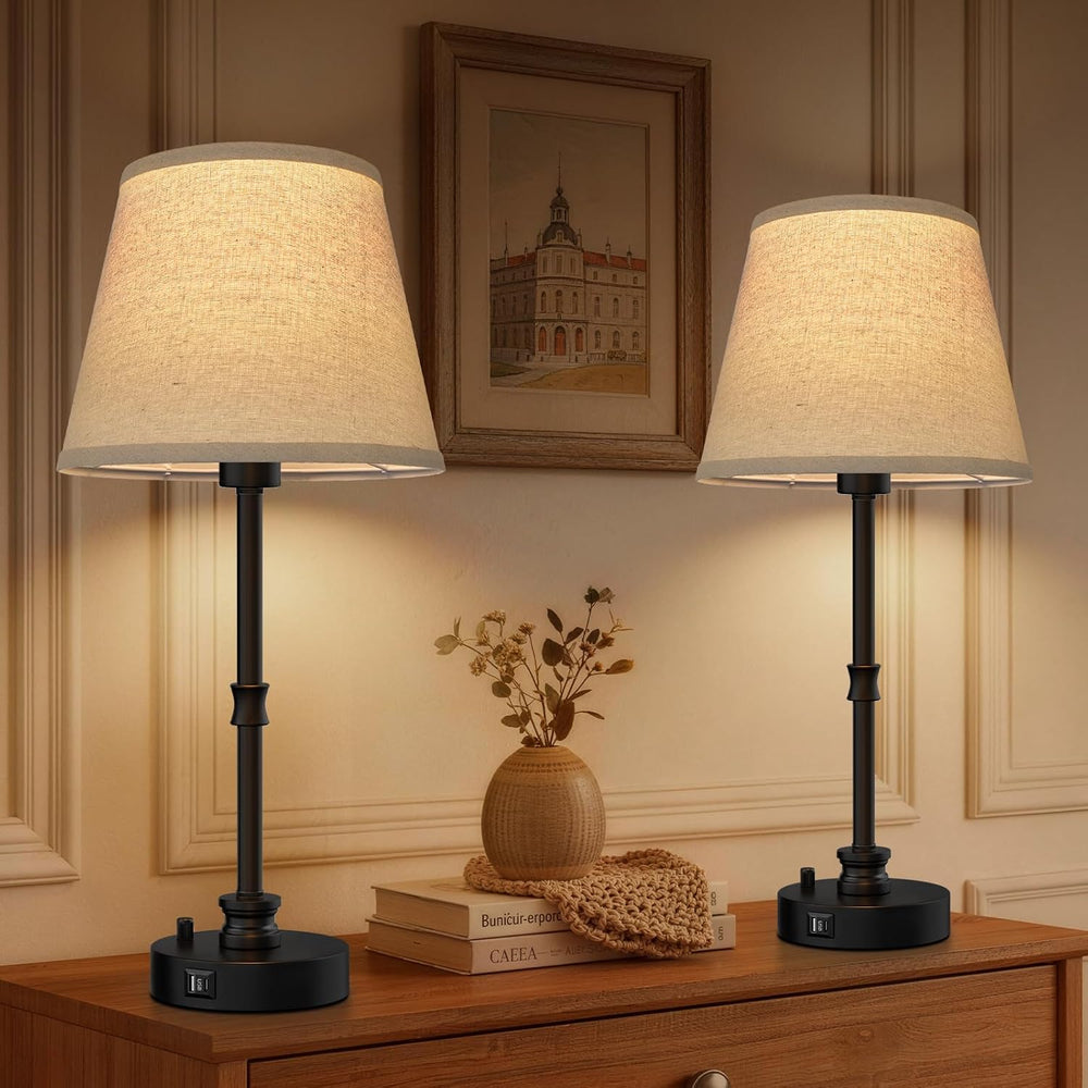 EppieBasic 24" Bedside Table Lamps Set of 2 with 3-Way Rotary Dimming