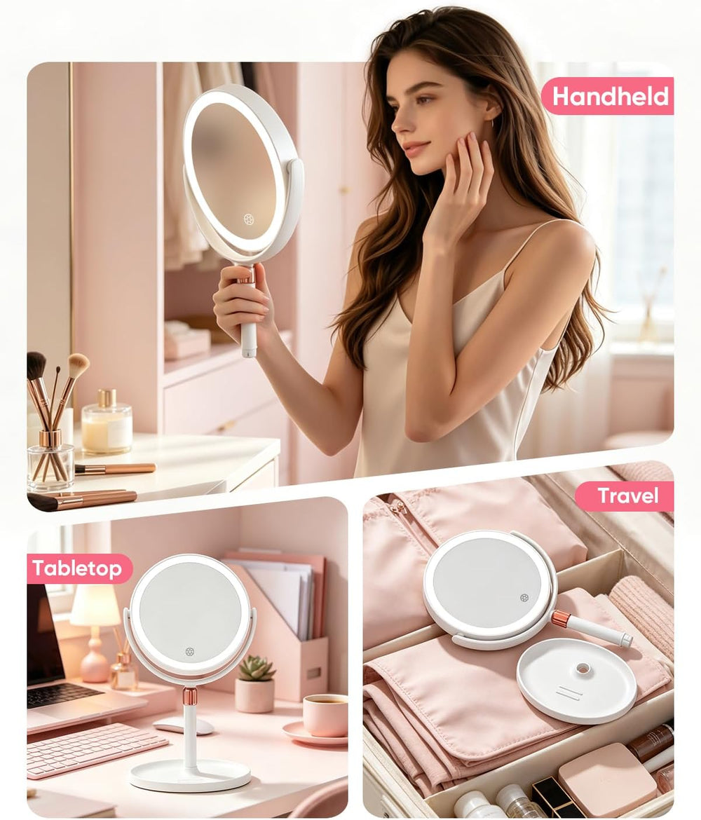 8" Lighted Makeup Mirror with 30X/1X Magnifying Vanity Mirror