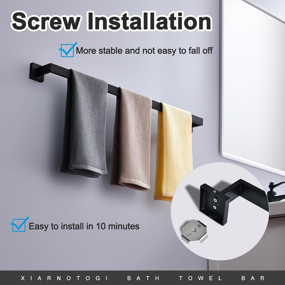 Bath Towel Bar, 32-Inch Towel Racks, Square Thicken Towel Holder, Wall Mounte...