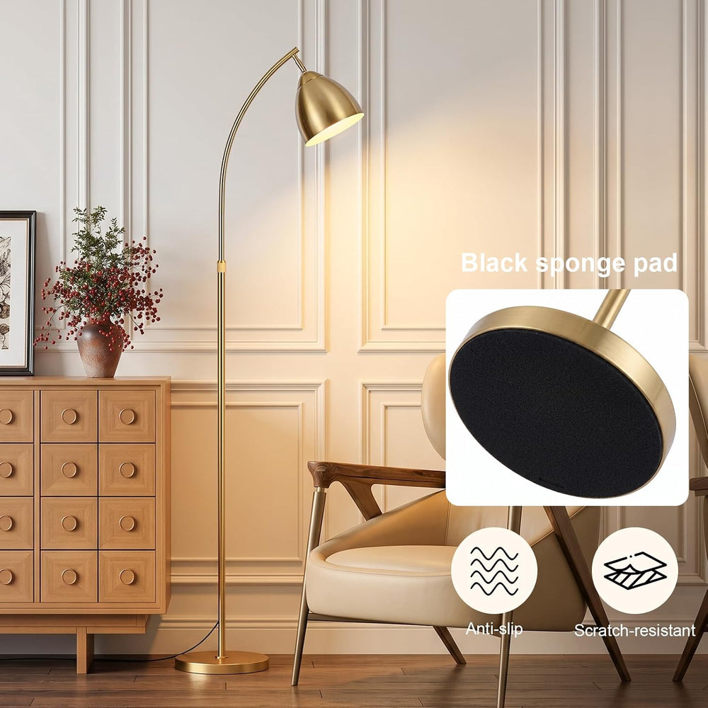 68" Gold Arc Floor Lamp with Iron Shade, Bulb Included