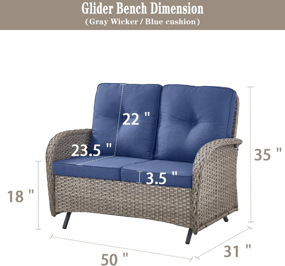 Belord Outdoor Glider Bench Patio Loveseat - 500 Lbs Weight Capacity 2 Seater...