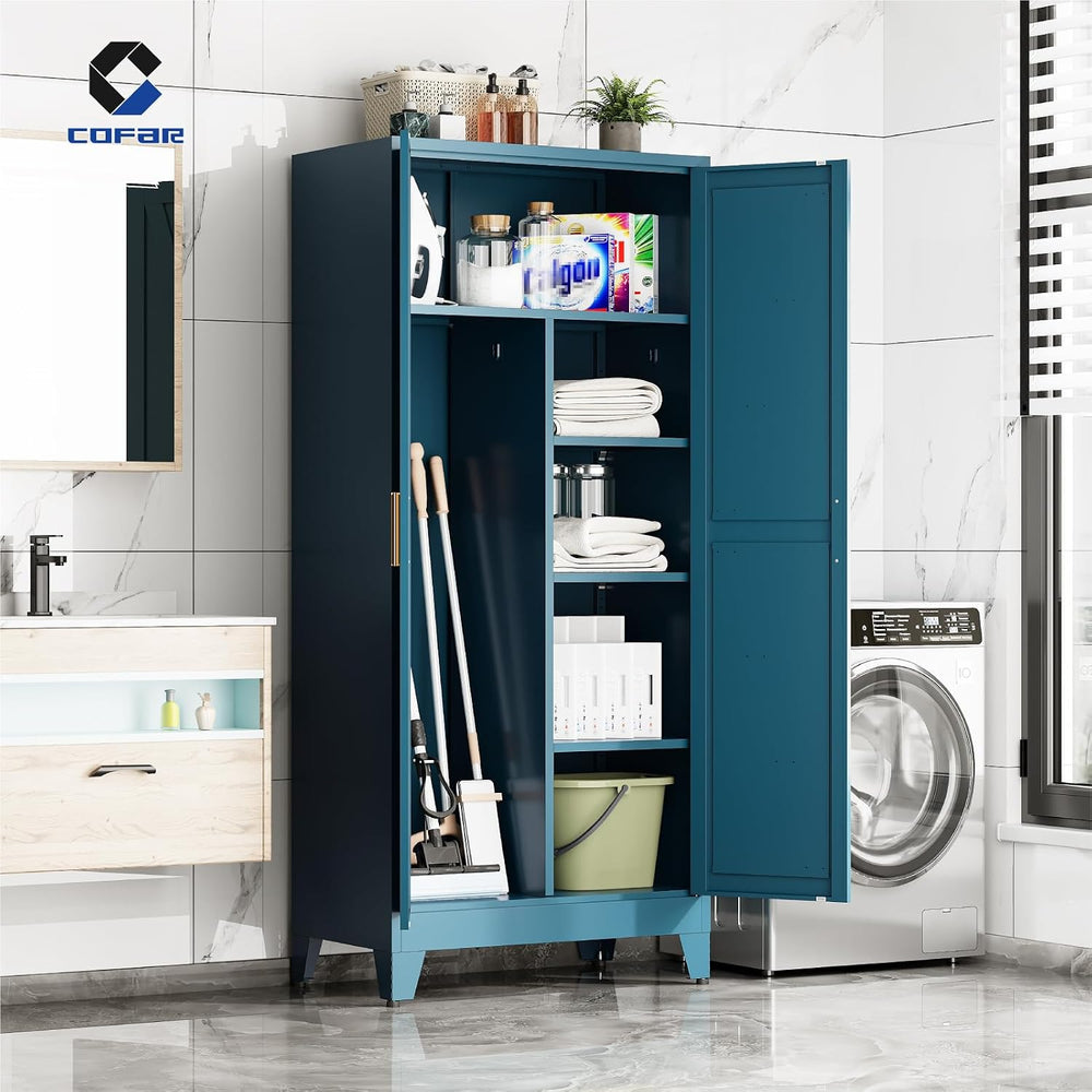 COFaR 71'' Tall Wardrobe Closet with Doors, Metal Bedroom Armoire wit...