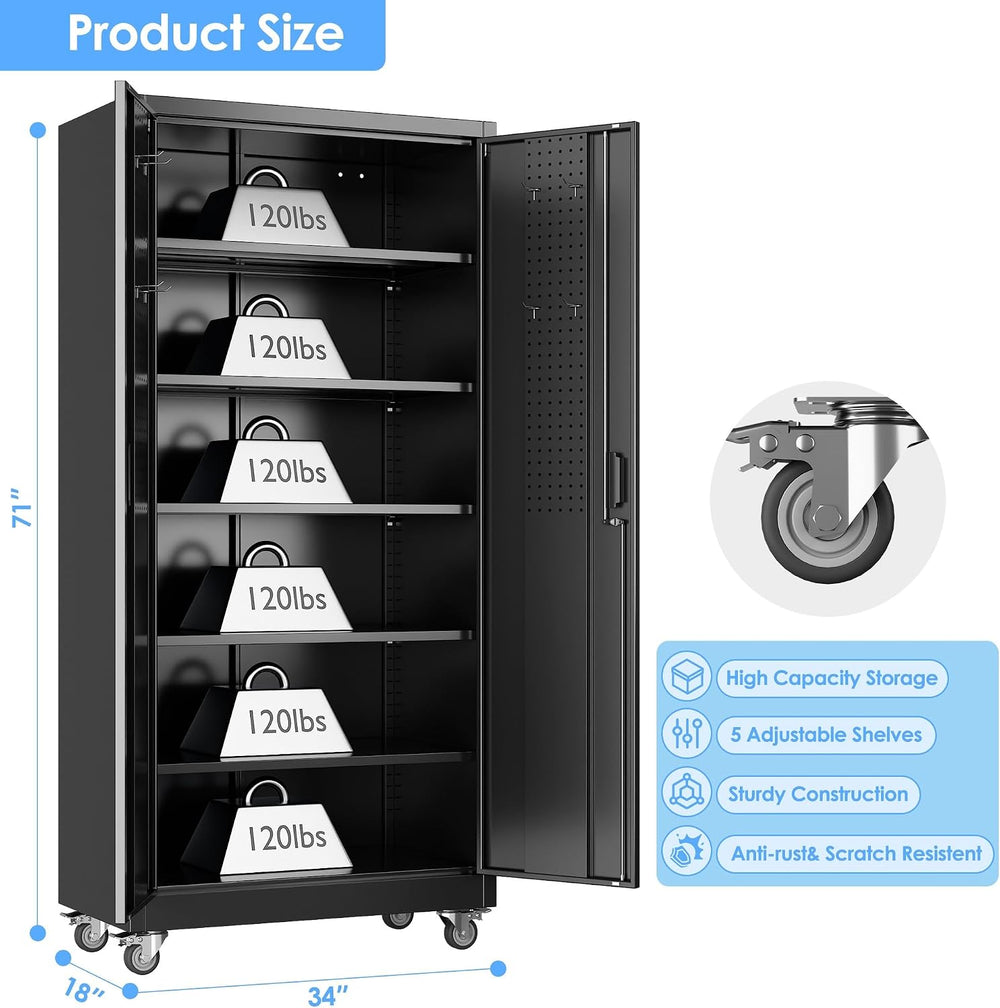 SUXXAN Wide & Deep 71"x34"Wx18 D Metal Garage Storage Cabinet B...