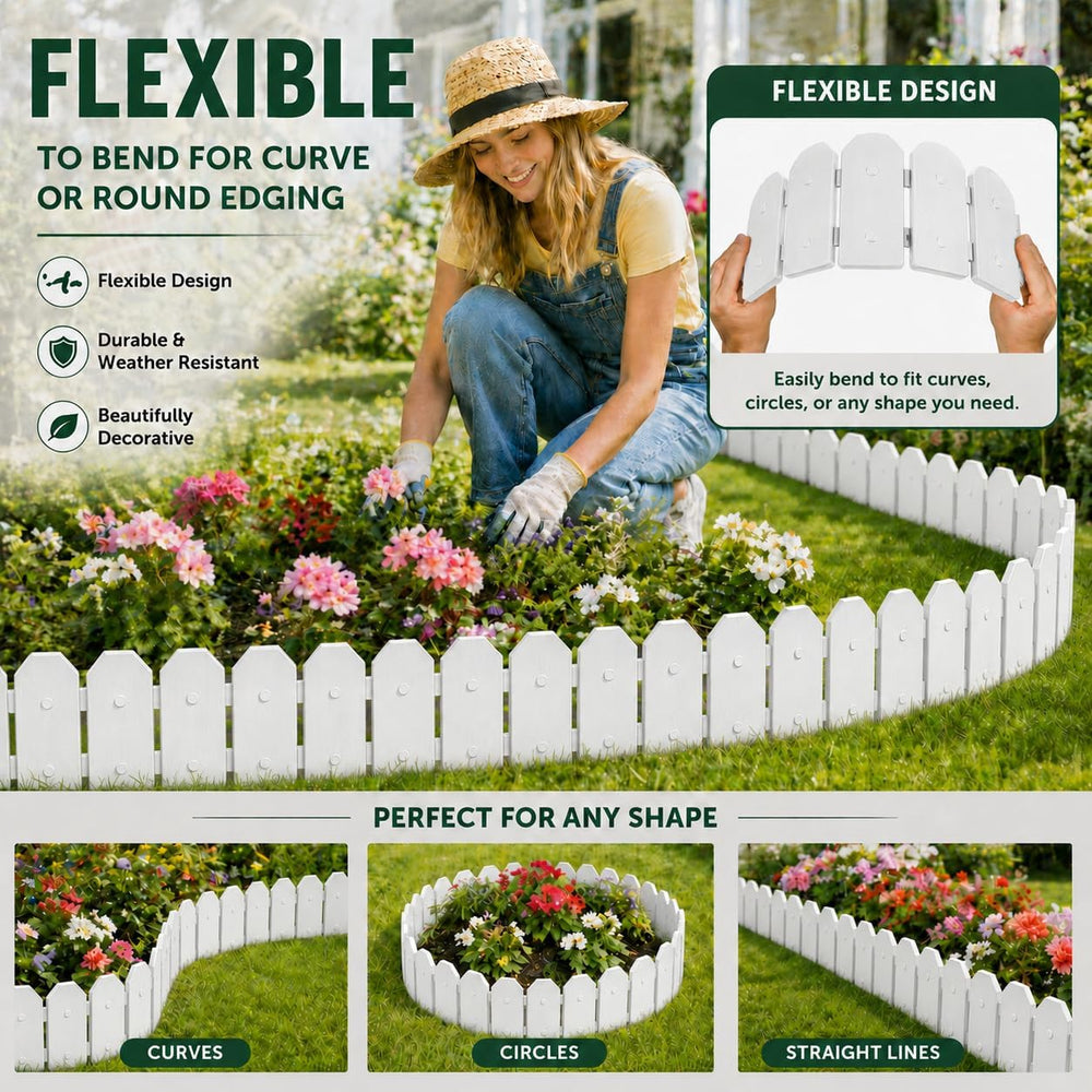 Evelyne Garden Border Edging: Wooden Grain Fence Dog Ear Design - Landscaping...