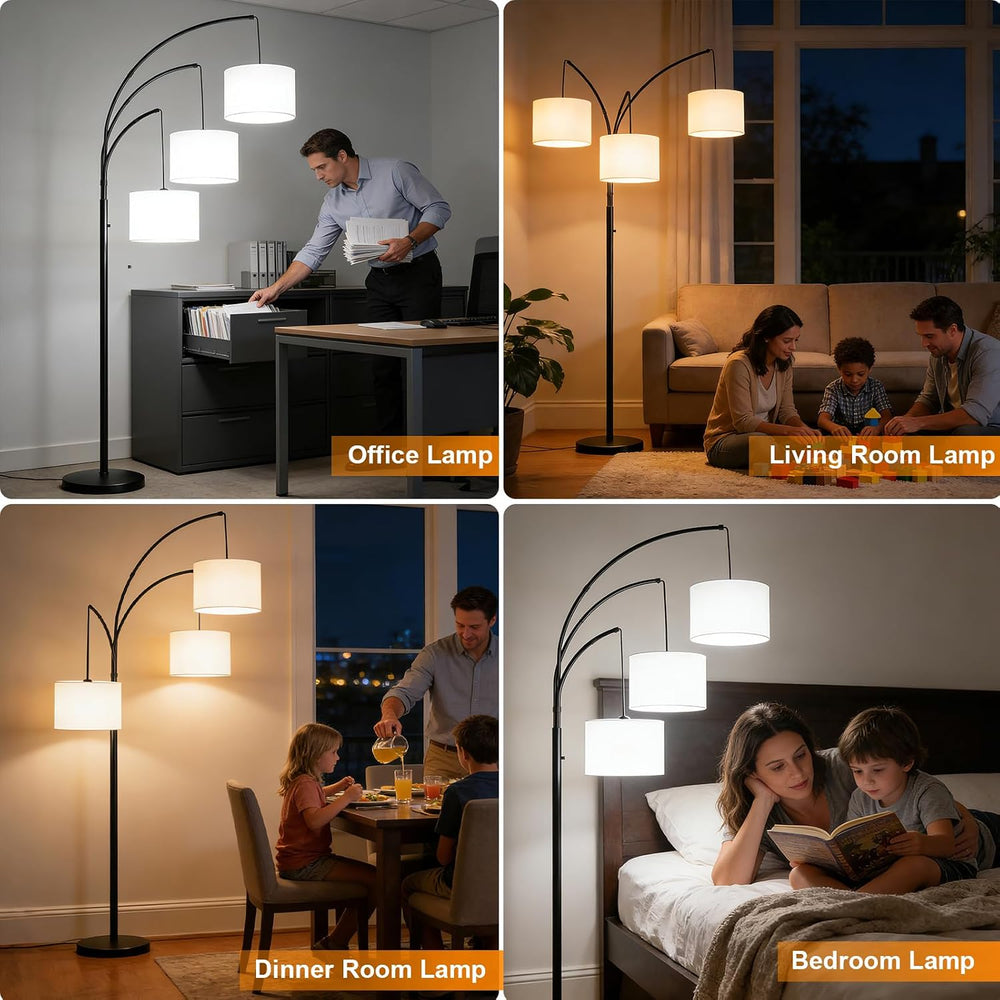 Floor Lamp with Remote, 3 Light Arc Floor Lamps for Living Room