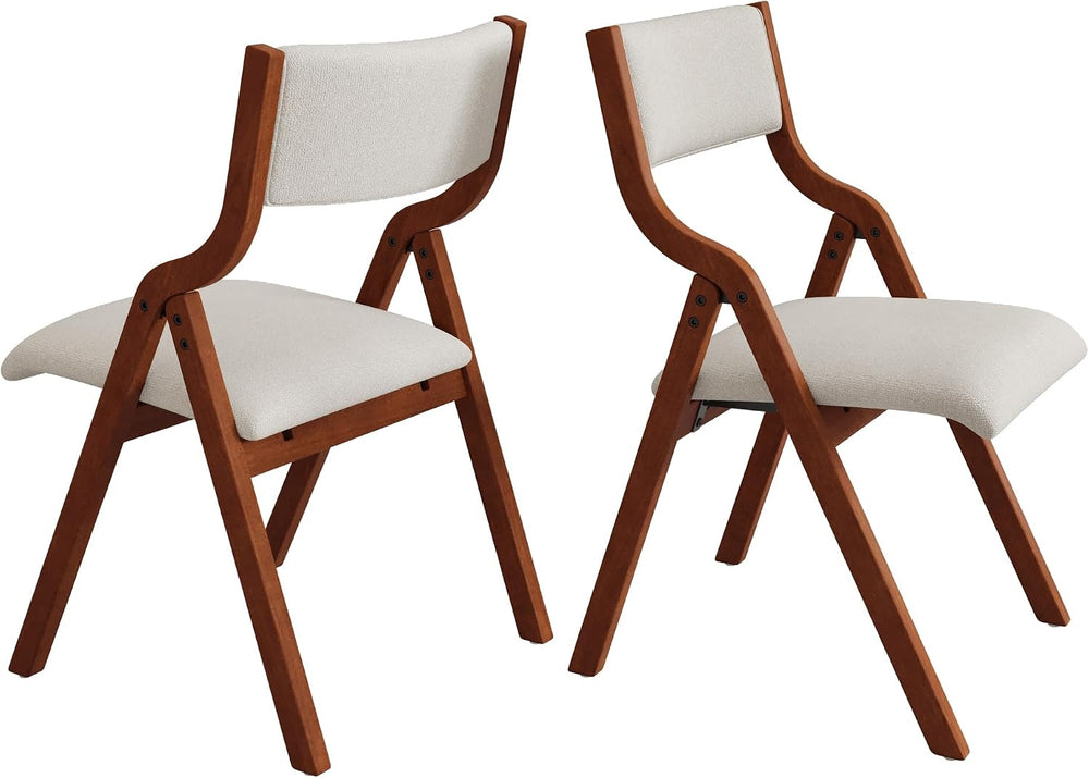 Ball & Cast Upholstered Folding Chairs Set of 2,with Padded Seat,Wooden P...