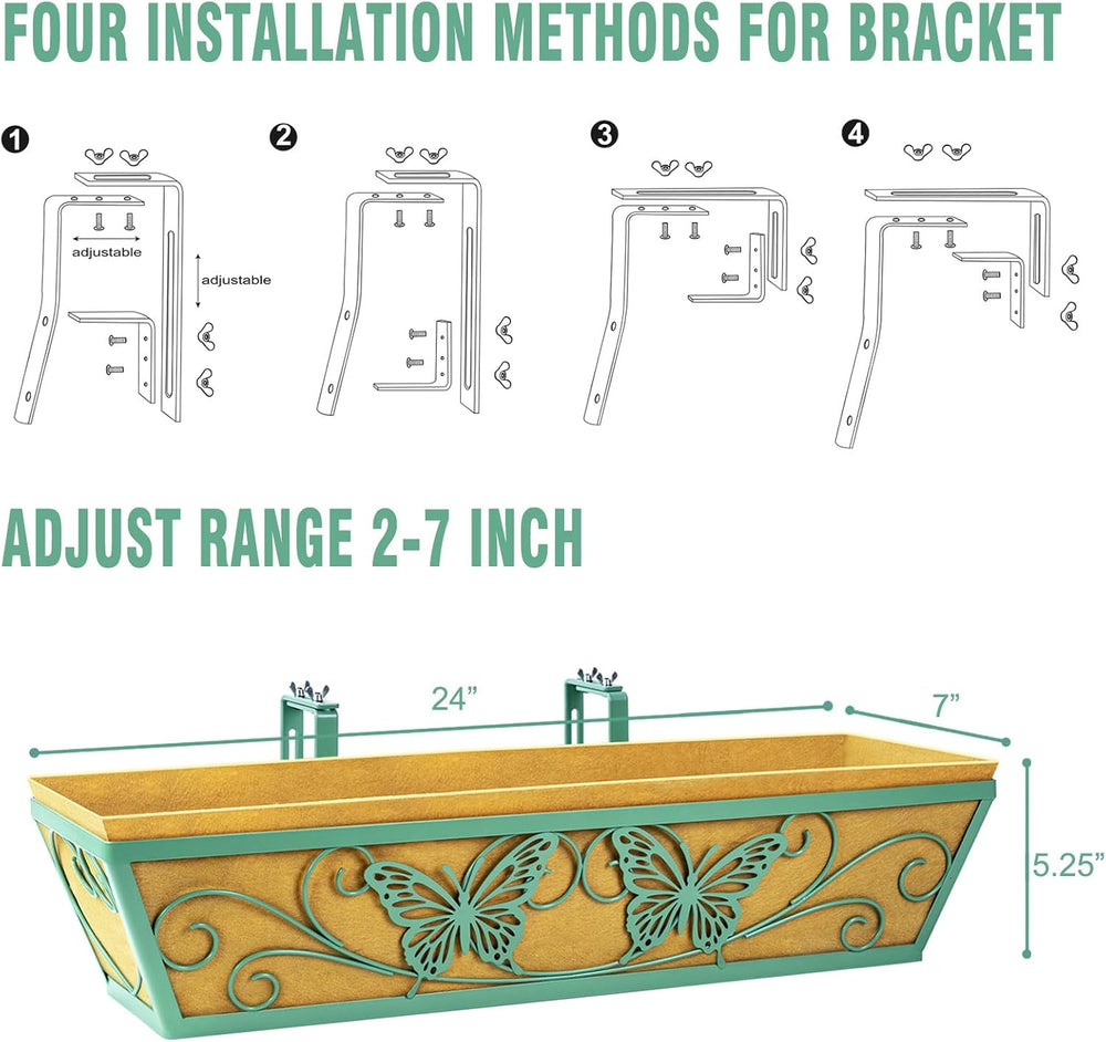 2 Pack 24 Inch Window Boxes Planter for Outdoor Plants - Green