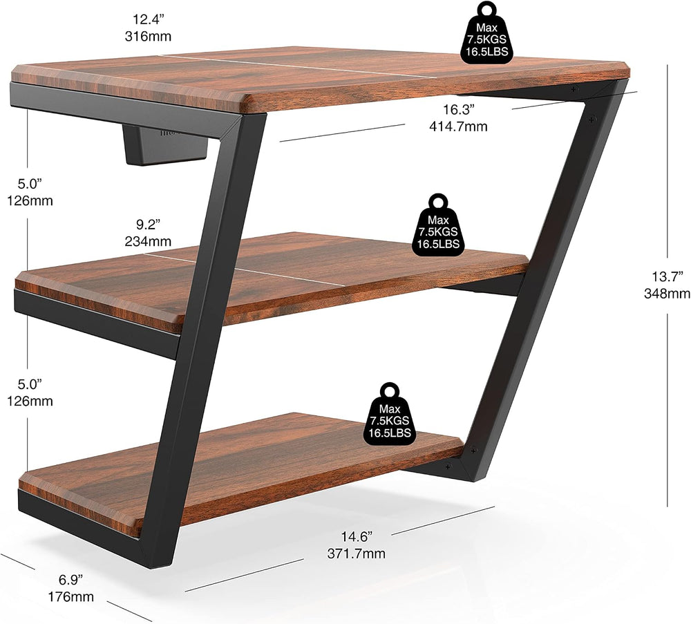 FITUEYES Design Floating Wall Shelves Entertainment Center Wooden AV Media Sh...