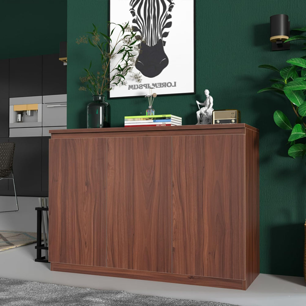 holzart 43" Walnut Brown Buffet Cabinet Sideboard with Storage - Modern ...