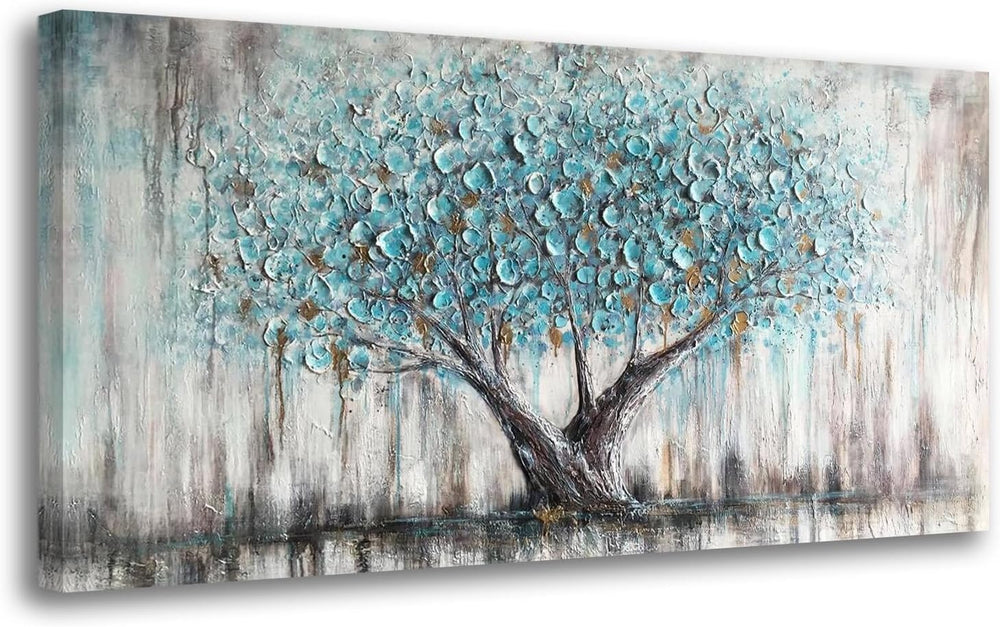 Arjun Tree Wall Art Canvas Blue Tree of Life Painting Framed Large 58"x2...