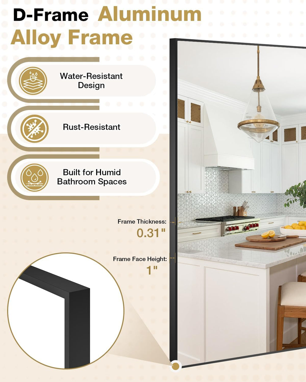 24"x32" Black Rectangle Bathroom Mirror for Over Sink, Wall Mounted