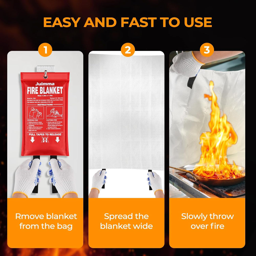 Juimma Fire Blanket Emergency for Home and Kitchen, 40" x 40", 4 Packs