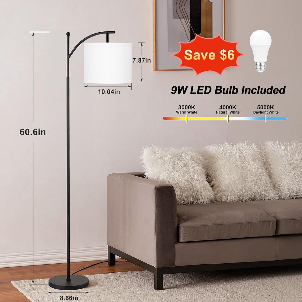 Ambimall 60" Floor Lamp with 3 Color Temperatures, Adjustable White Shad...