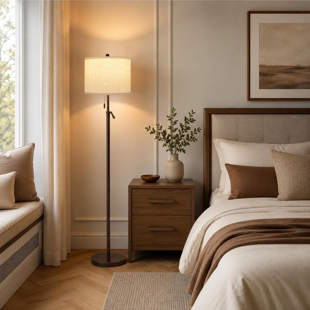61-69" Adjustable Floor Lamp, Tall Standing Lamp, 3Way Bulb, Pull Chain
