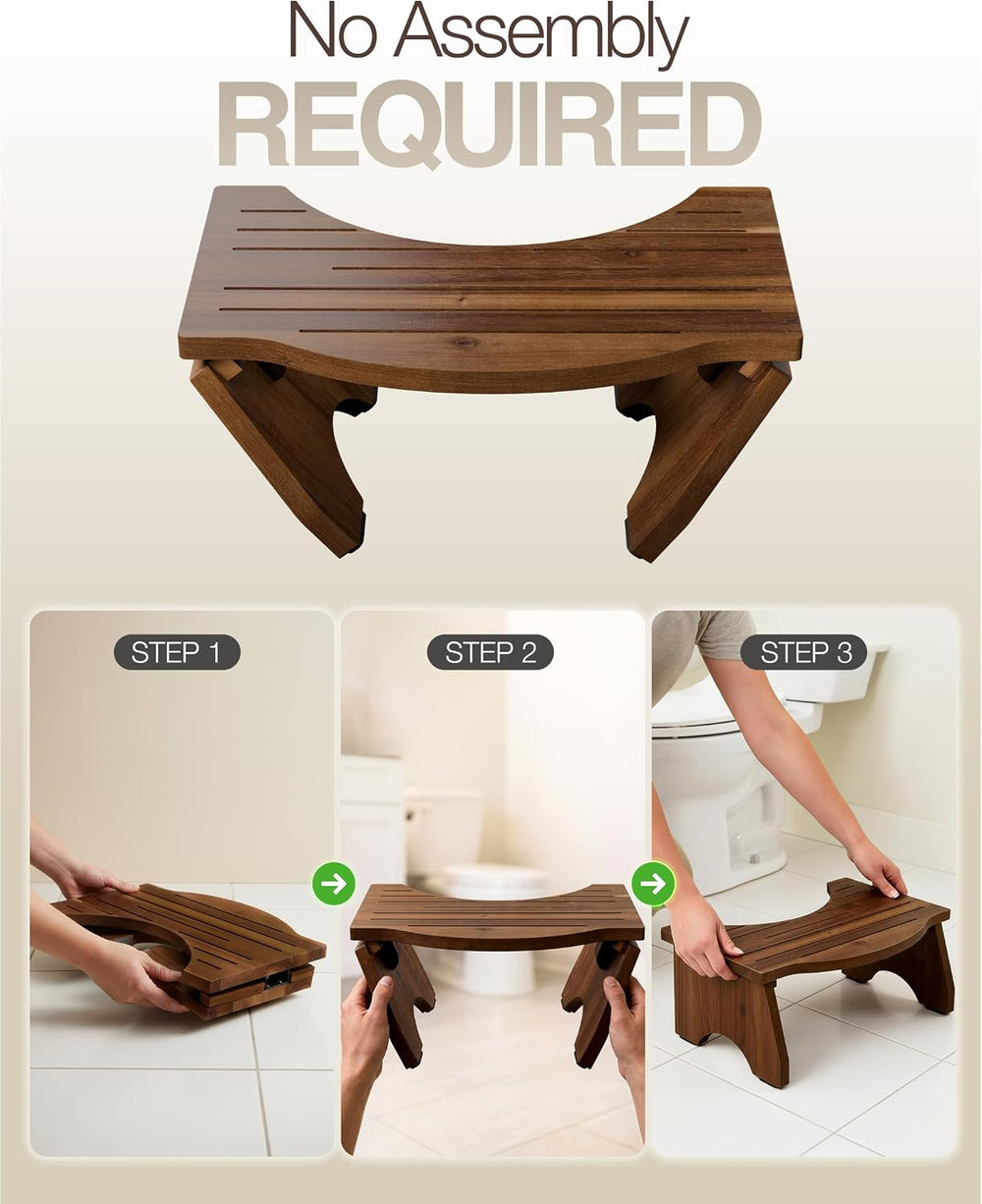 Tidita 7.2" Foldable Toilet Foot Stool for Adults, Non-Slip, Walnut Color