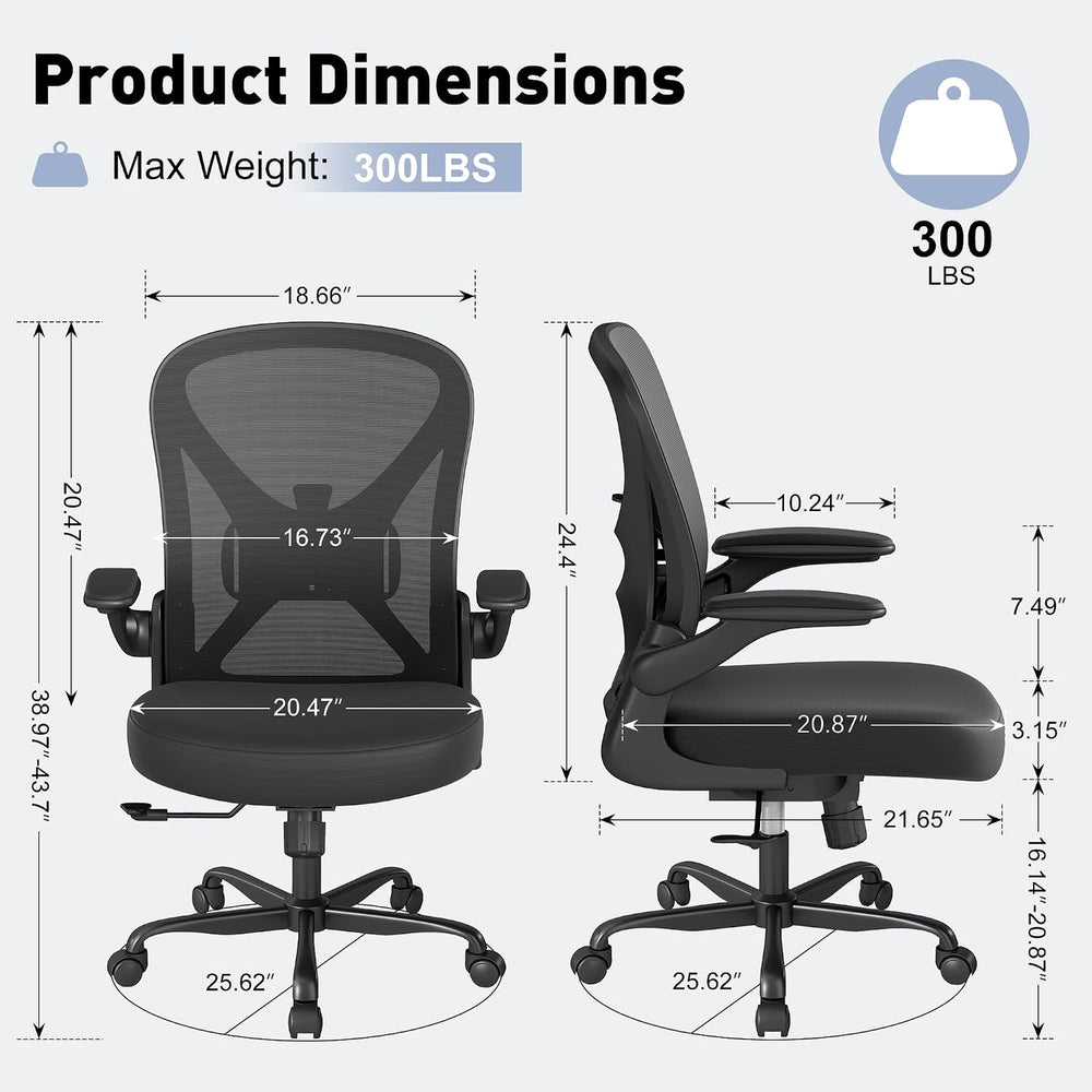 Ergonomic Mesh Office Chair, Adjustable Lumbar Support, Black