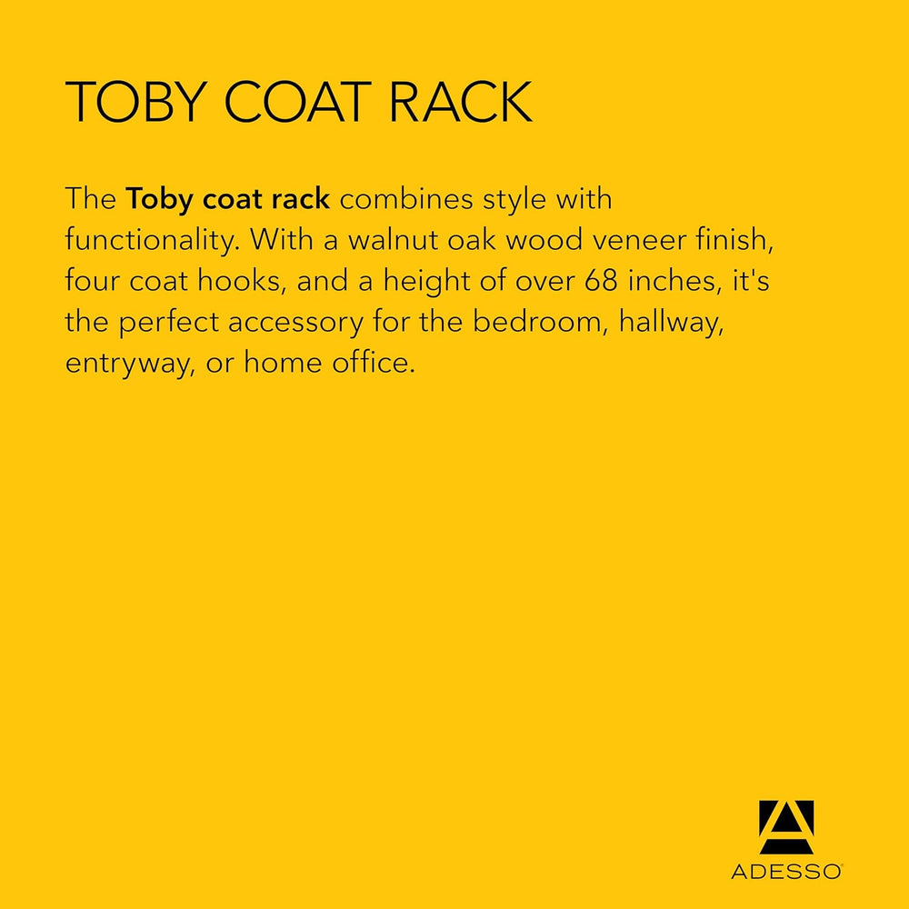 Adesso Toby Coat Rack with Natural Oak Finish – Space-Saving Entryway Organiz...
